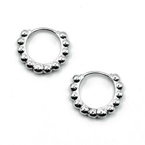 925 Sterling Silver Beaded Huggie Hoop Earrings Huggie Hoops Small Hoops Huggies